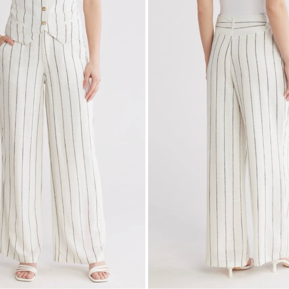 Brand New Love By Design April High Waist White Striped Wide Leg Pants